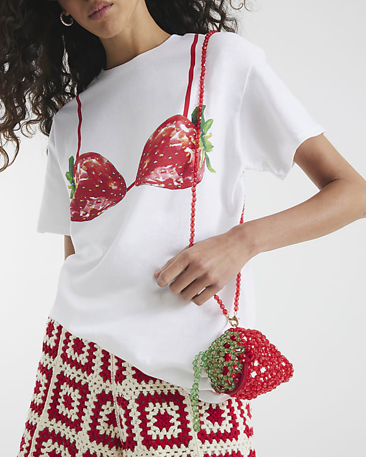 White Strawberry Bikini T-Shirt