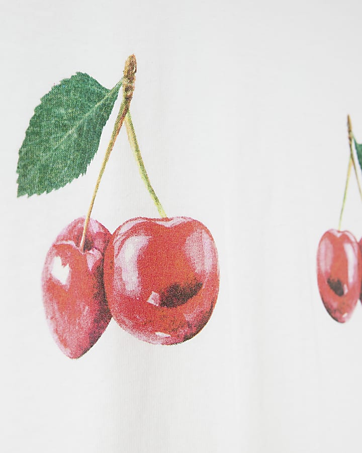 White Short Sleeve Cherry T-shirt