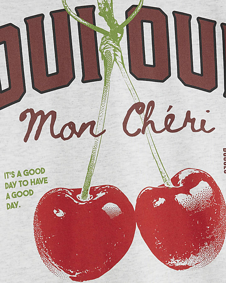 Grey Cherry Oui Heart T-Shirt
