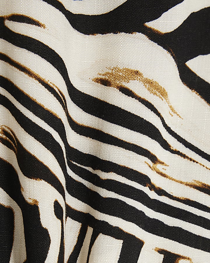 Black Zebra Print Turn Back Cuff T-Shirt