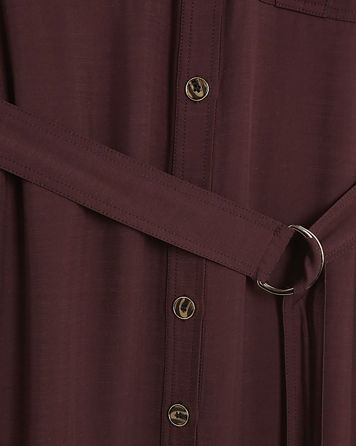 Purple Premium Midi Utility Shirt Dress