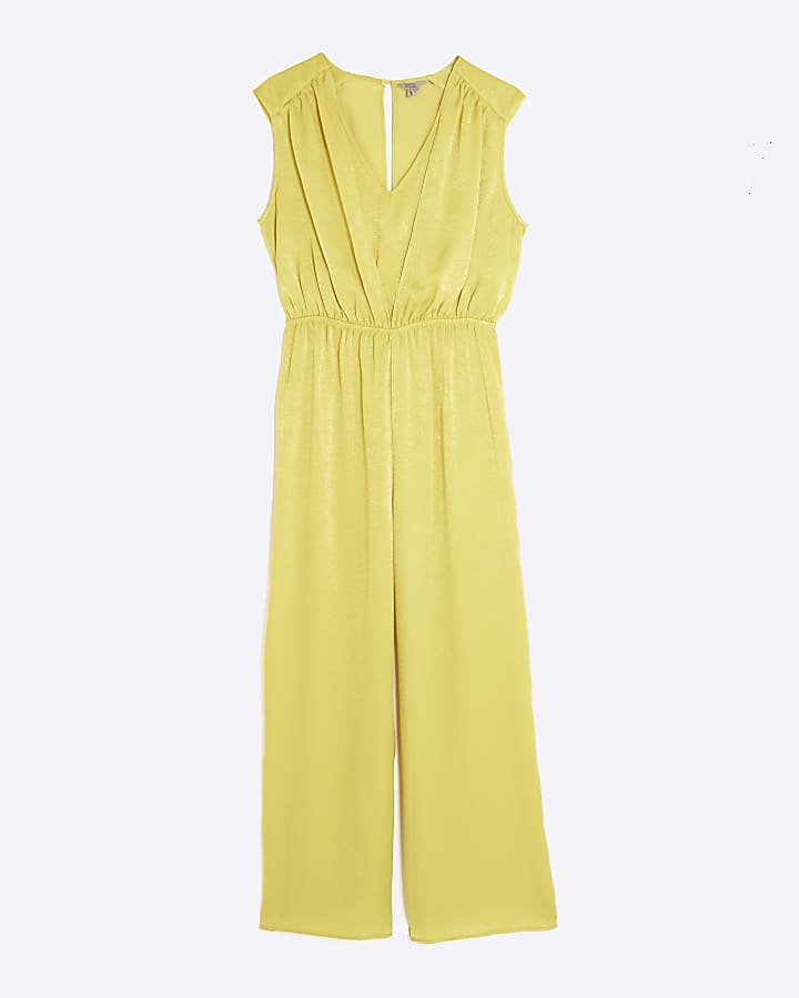 Petite Green Sleeveless Wrap Front Jumpsuit