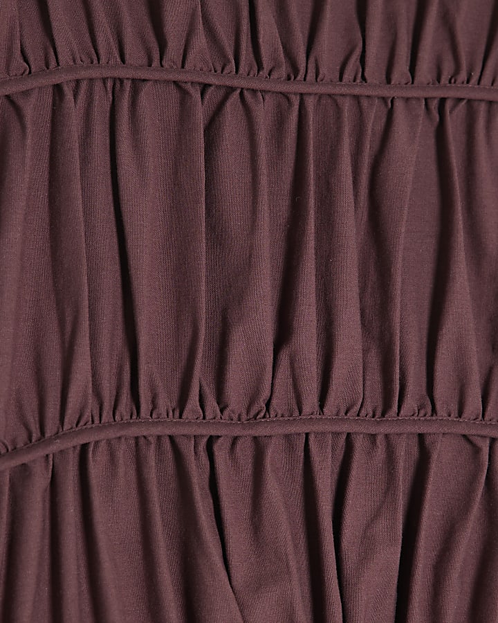 Petite Purple Draw String Tiered Maxi Dress
