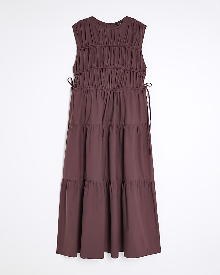 Petite Purple Draw String Tiered Maxi Dress