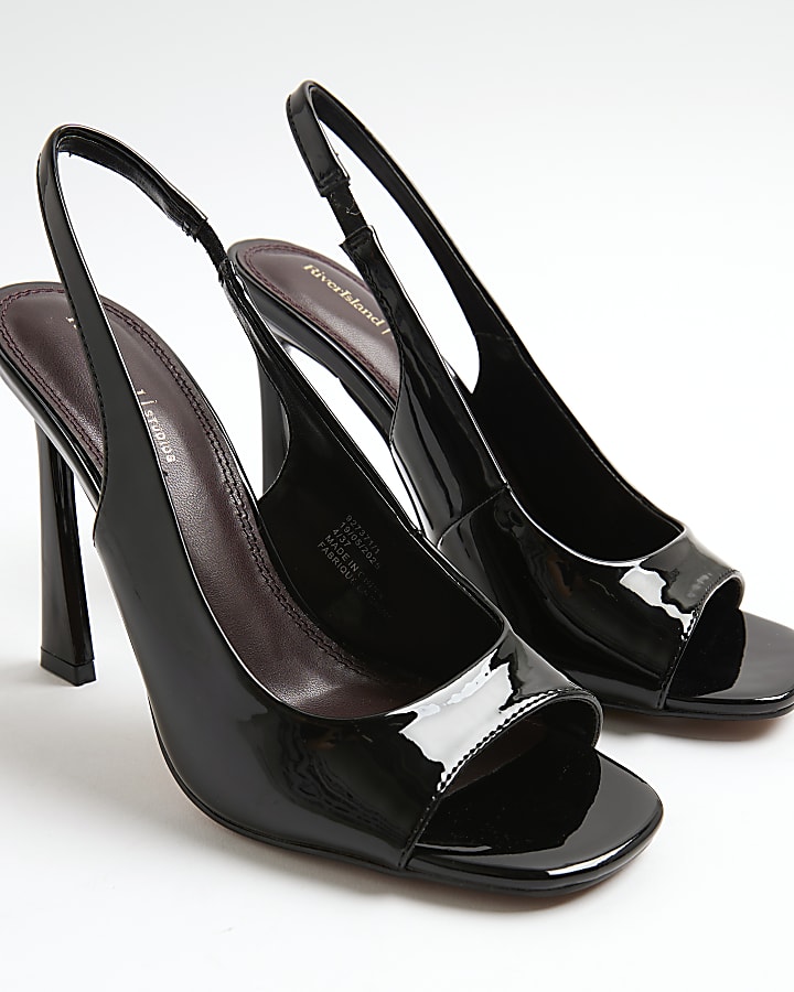 Black Sling Back Peep Toe Heels