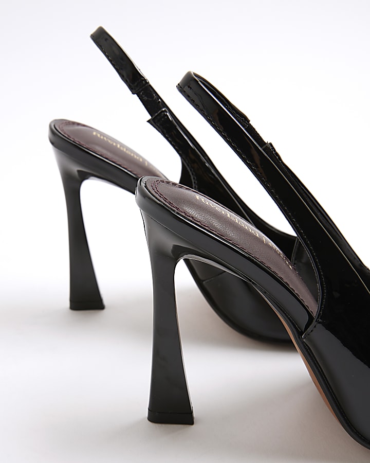 Black Sling Back Peep Toe Heels