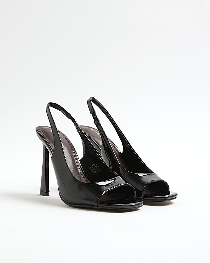 Black Sling Back Peep Toe Heels