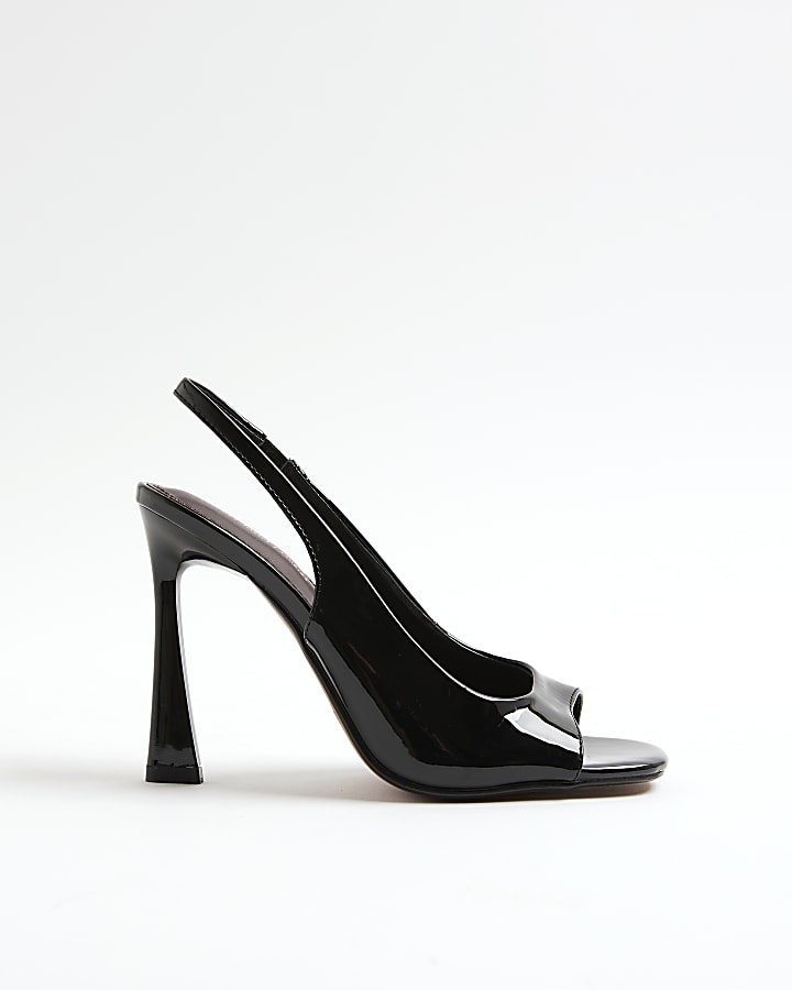 Black Sling Back Peep Toe Heels