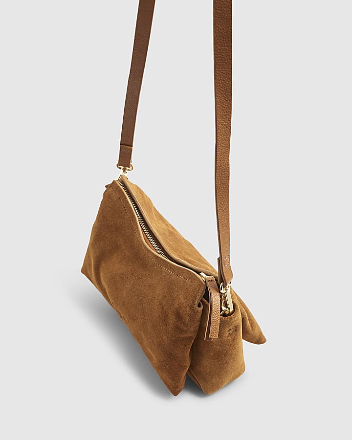 Brown Suede Cross Body Bag