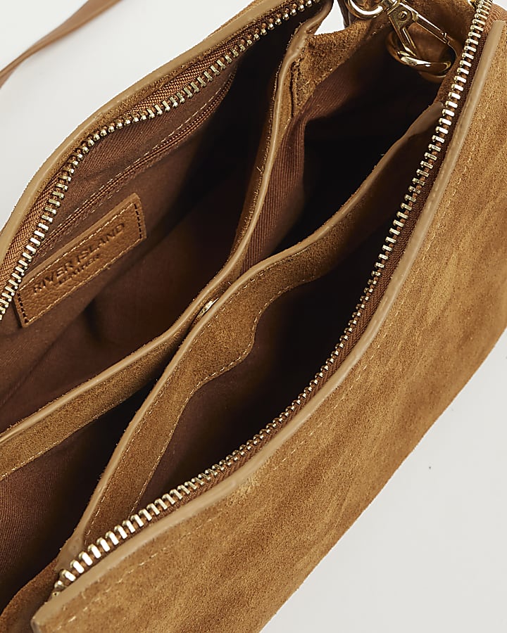 Brown Suede Cross Body Bag