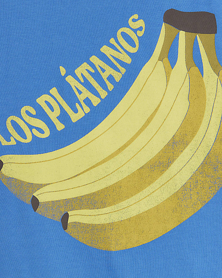Blue Short Sleeve Platanos Bananas T-shirt