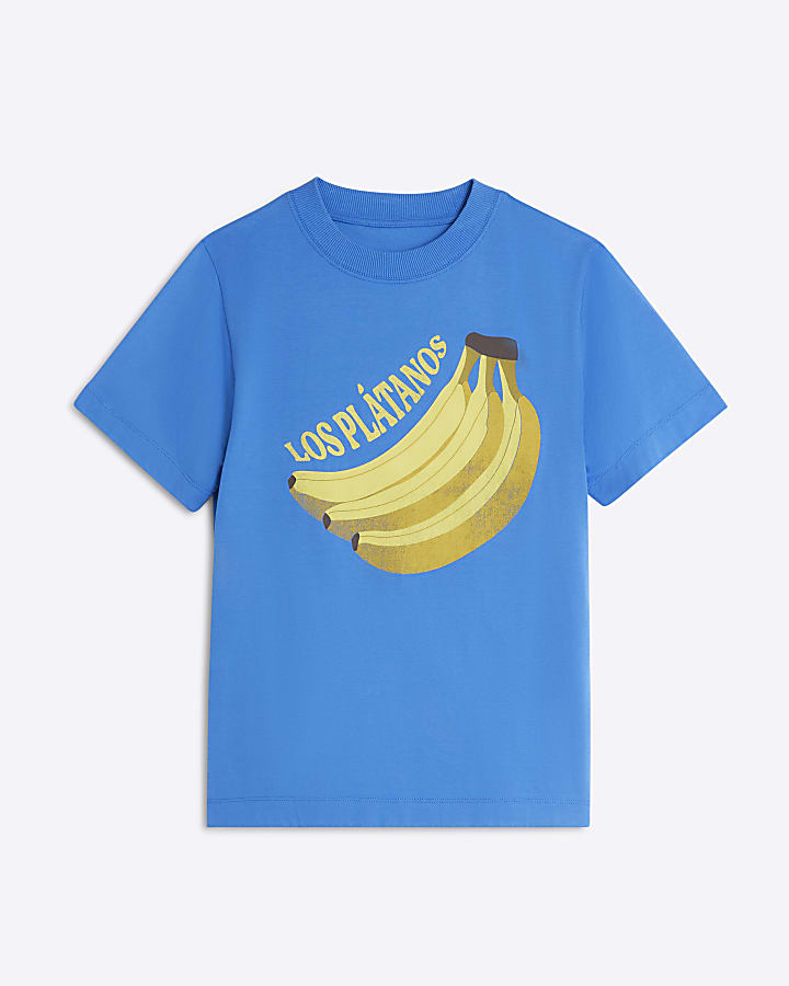 Blue Short Sleeve Platanos Bananas T-shirt