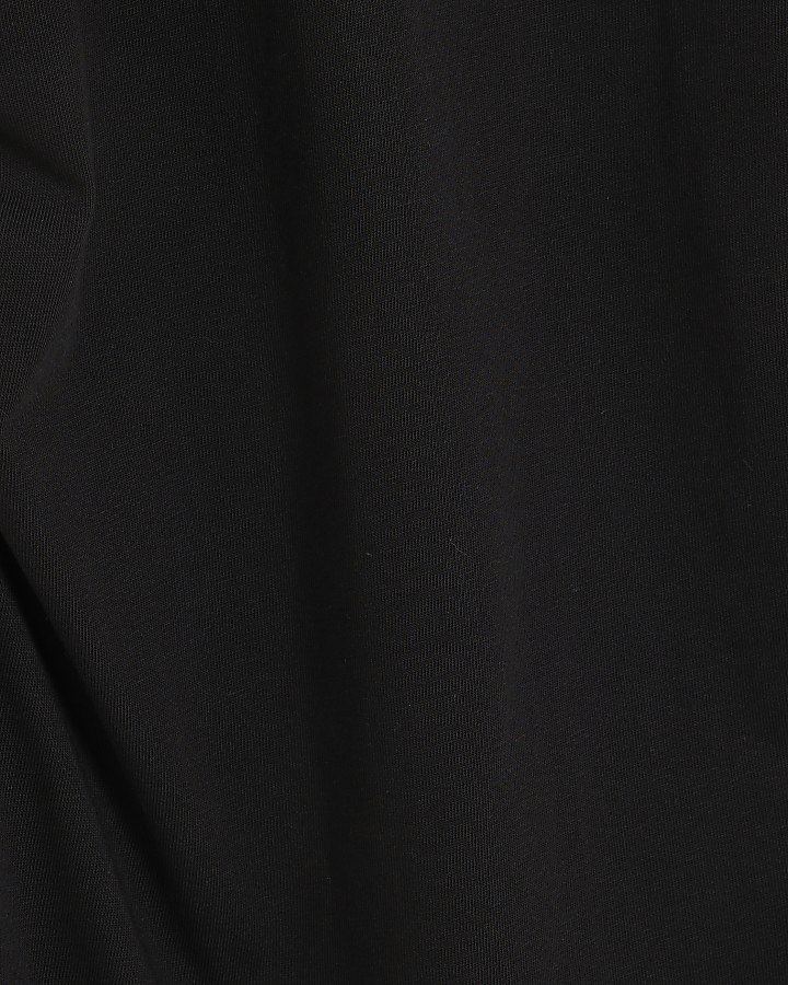 Black Ruched Short Kimono Sleeve Mini Dress