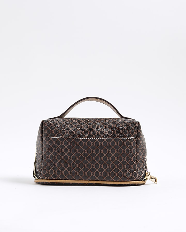 Brown Morgan Floral Monogram Make Up Bag