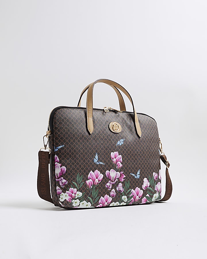 Brown Morgan Floral Monogram Laptop Case