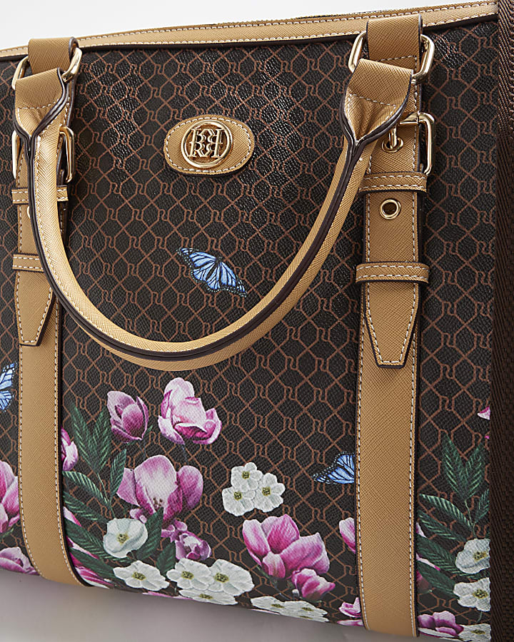 Brown Morgan Floral Monogram Barrel Bag