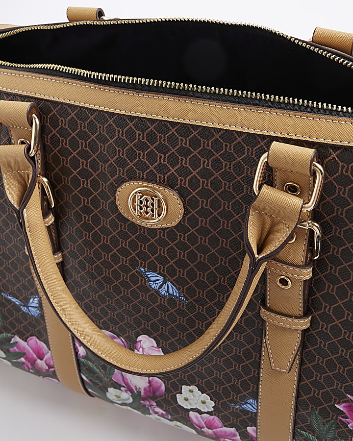 Brown Morgan Floral Monogram Barrel Bag