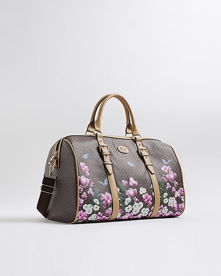 Brown Morgan Floral Monogram Barrel Bag