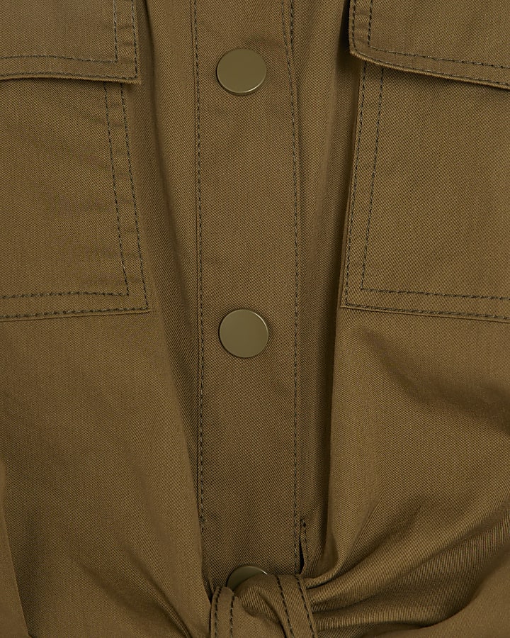 Khaki Utility Midi Dress