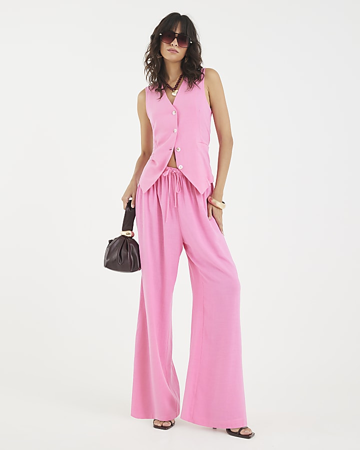 Pink Linen Blend Waistcoat