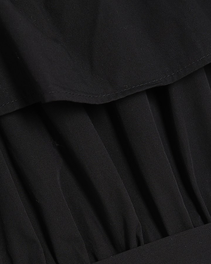 Black Bardot Whipstitch Detail Midi Dress