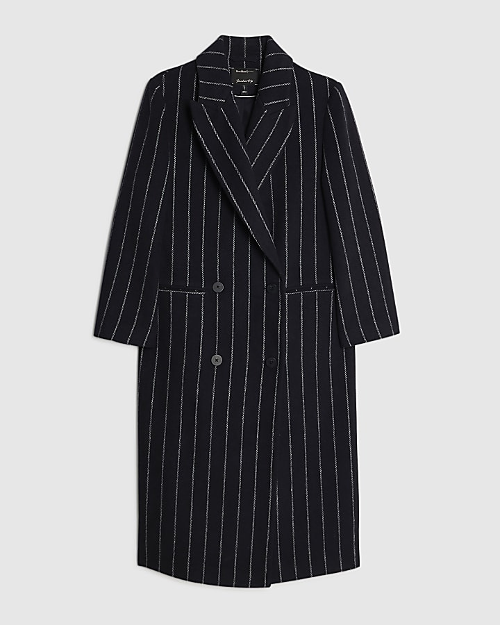 Navy Pinstripe Double breasted Coat