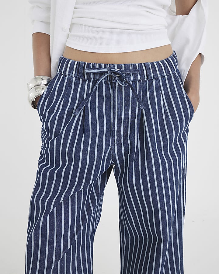 Blue Stripe Wide Leg Pyjama Jeans