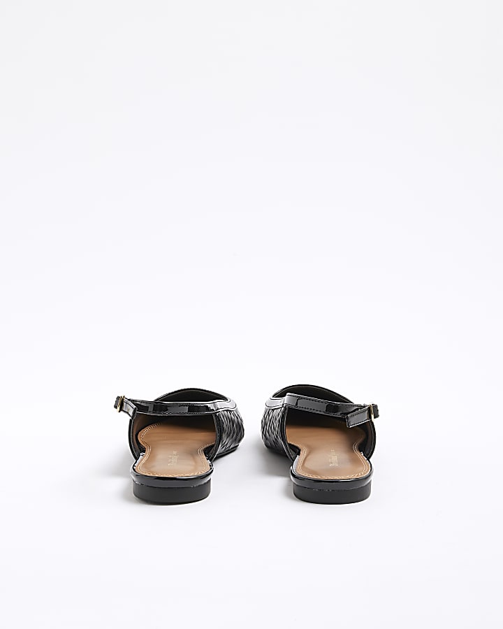 Black Woven Pointed Toe Shoes