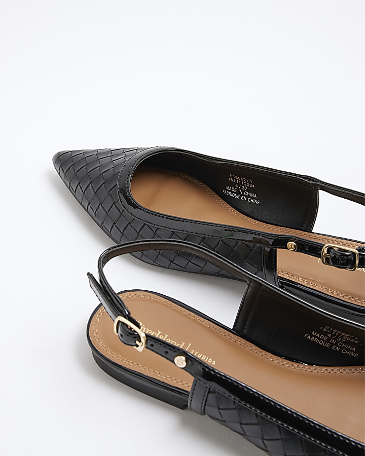 Black Woven Pointed Toe Shoes