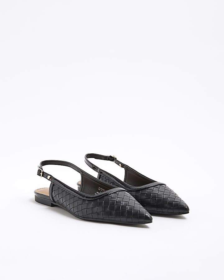 Black Woven Pointed Toe Shoes