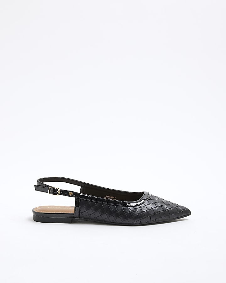Black Woven Pointed Toe Shoes