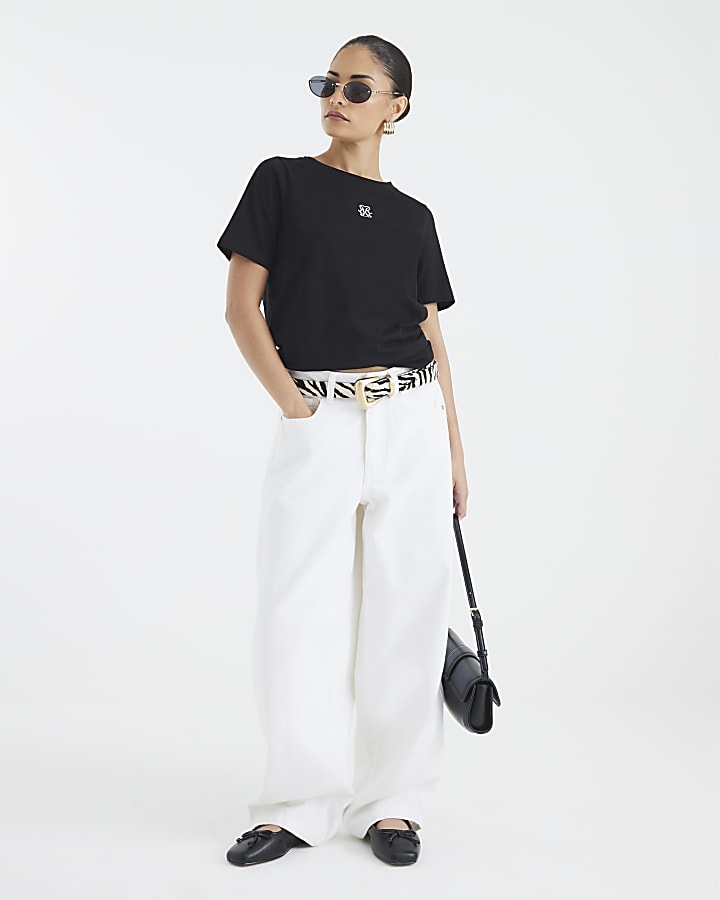 Petite Black Short Sleeve Logo T-shirt
