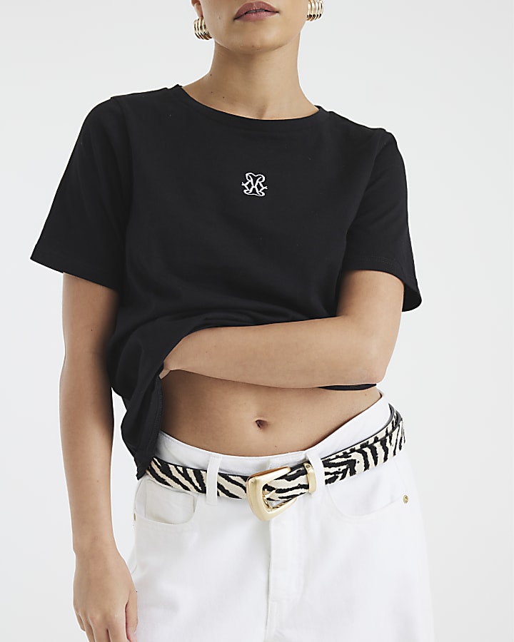 Petite Black Short Sleeve Logo T-shirt