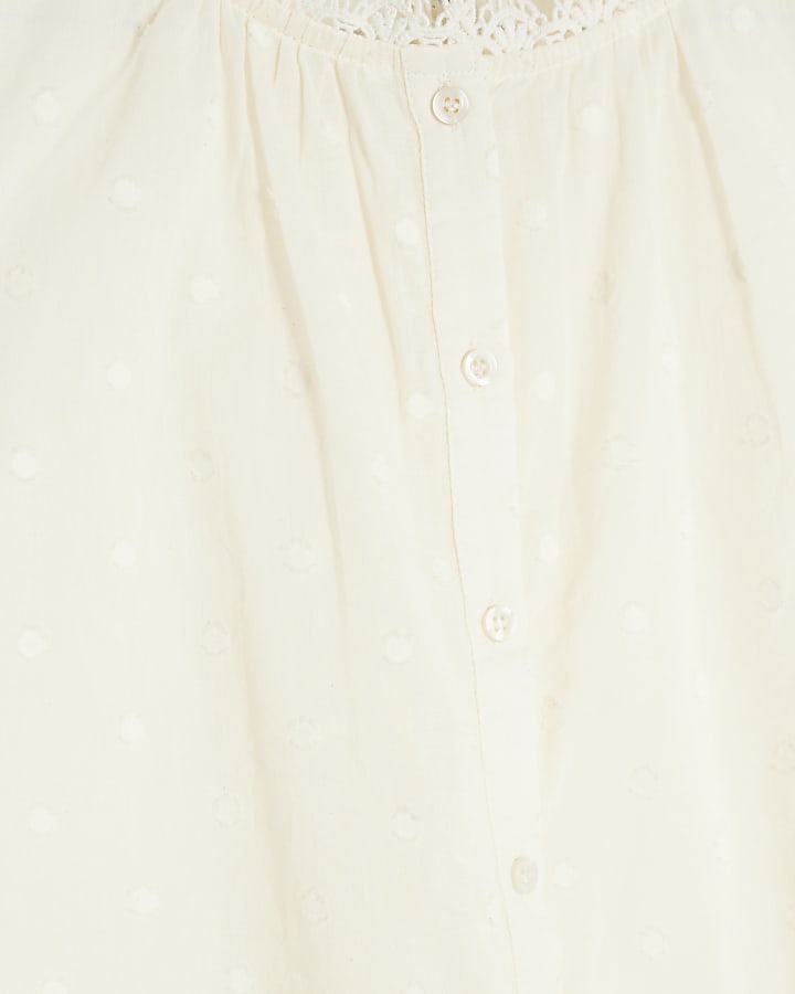 Cream Sleeveless Broderie Blouse
