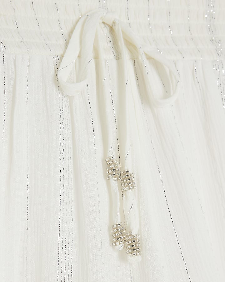Cream Lace Detail Beach Shorts