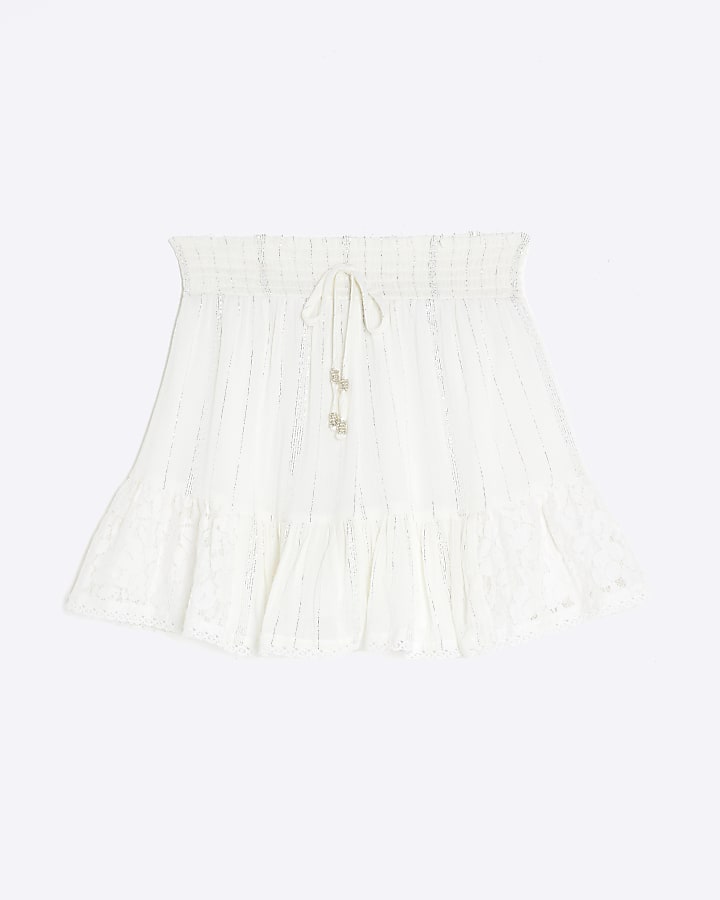 Cream Lace Detail Beach Shorts