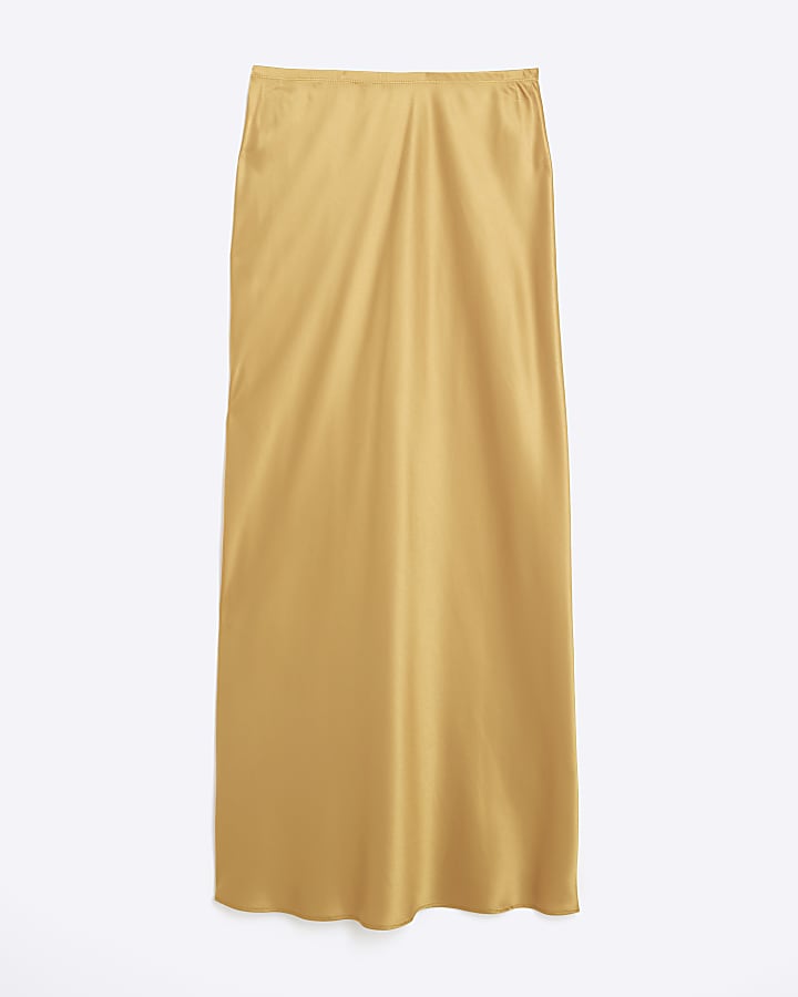 Gold Satin Maxi Skirt