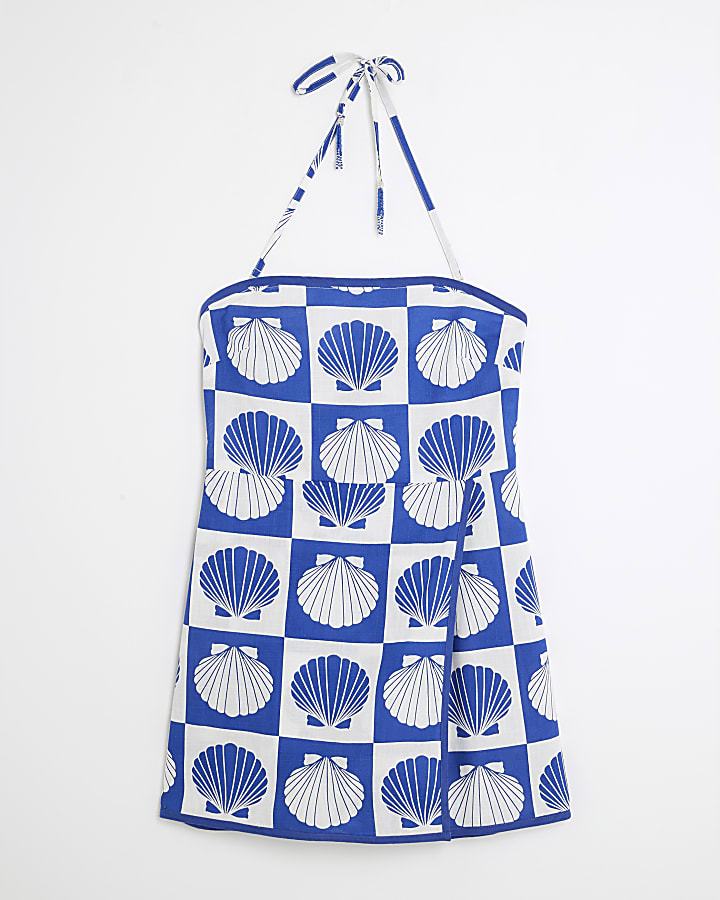 Blue Shell Print Playsuit