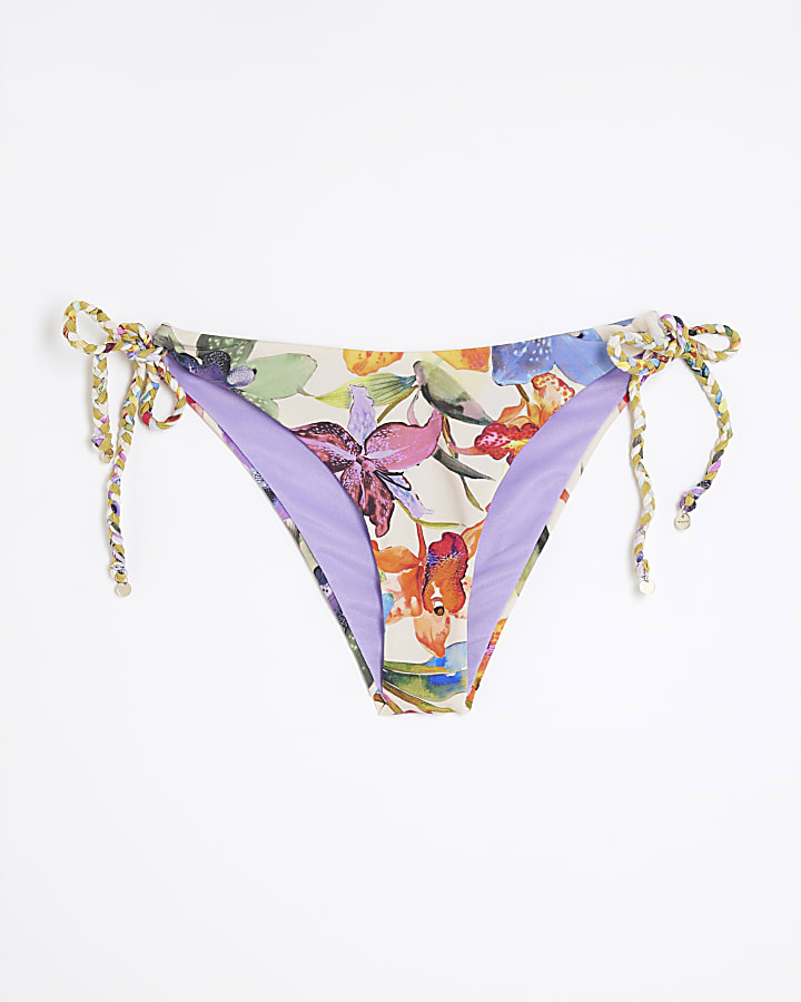 Multi Colour Tropical Print Bikini Bottoms