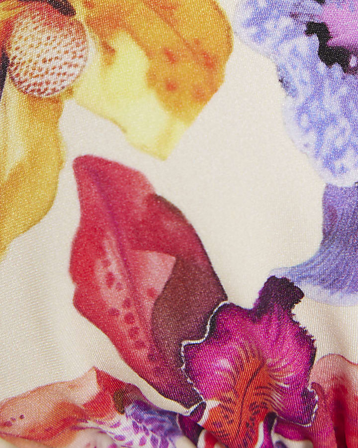 Multi Colour Tropical Print Bikini Top