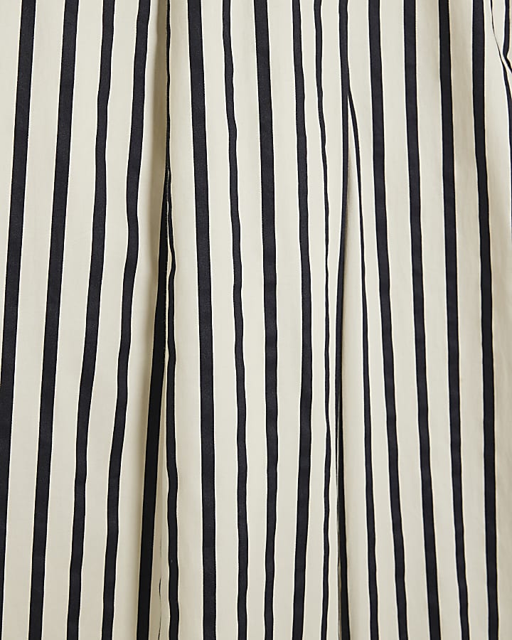 Cream Stripe Wide Leg Trousers