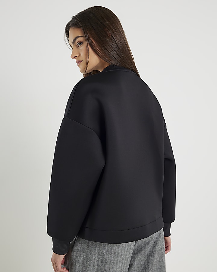 Black Neoprene Long Sleeve Zip Jacket
