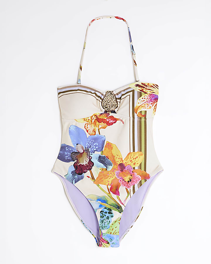 Multi Colour Tropical Print Swimsuit