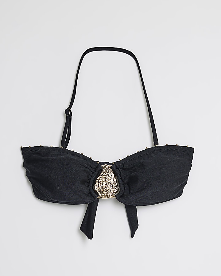Black Studded bandeau Bikini Top