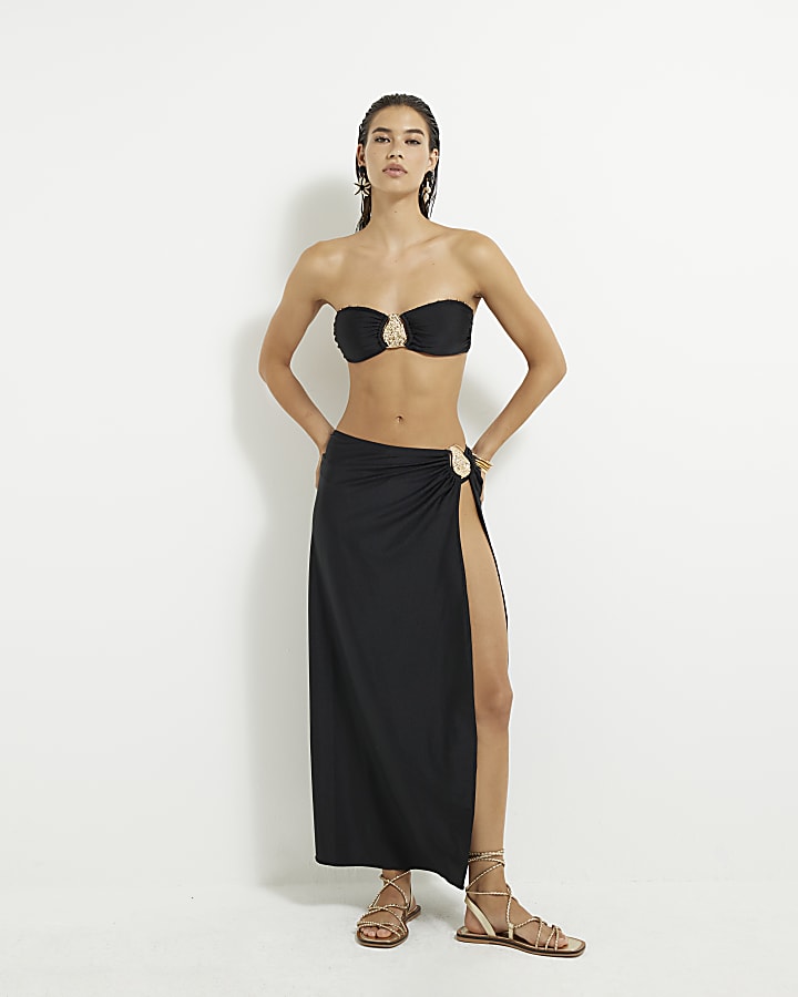 Black Studded bandeau Bikini Top