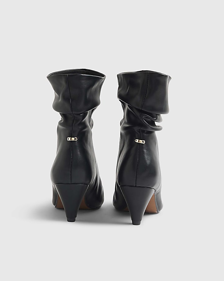 Black Slouchy Heeled Ankle Boots