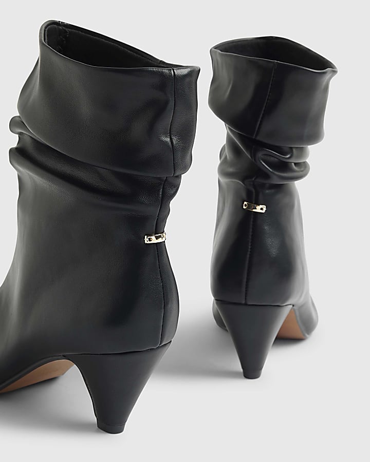 Black Slouchy Heeled Ankle Boots