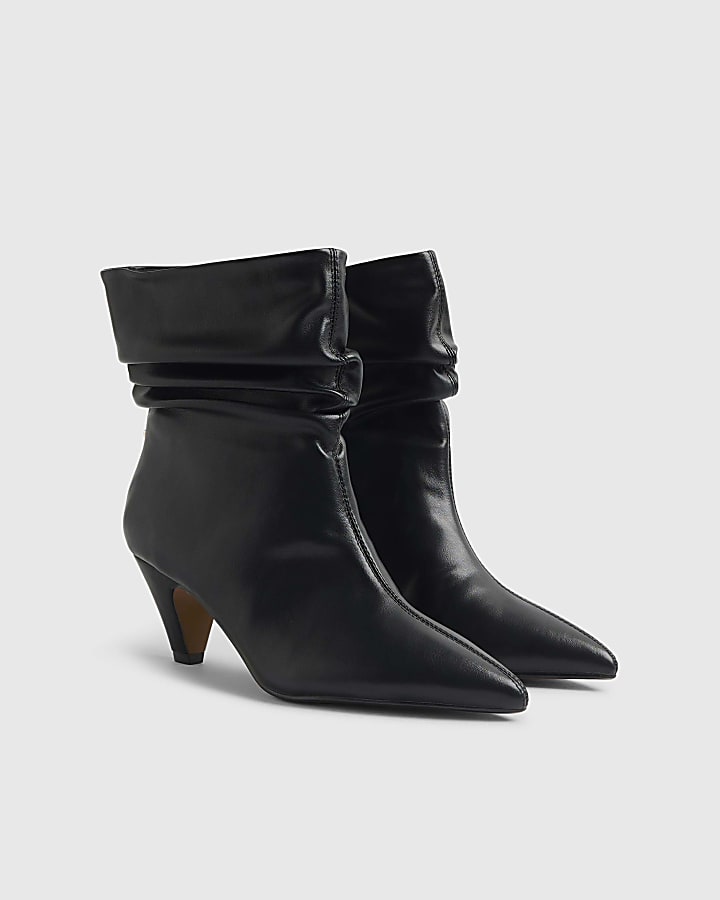 Black Slouchy Heeled Ankle Boots