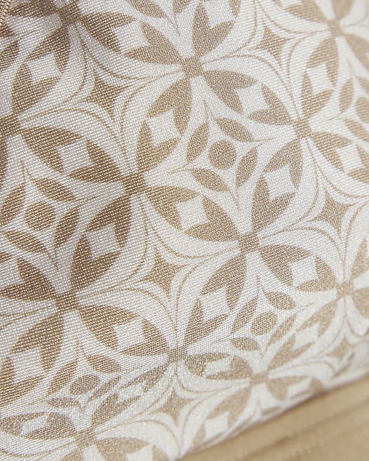 Beige Geometric Print Bikini Top