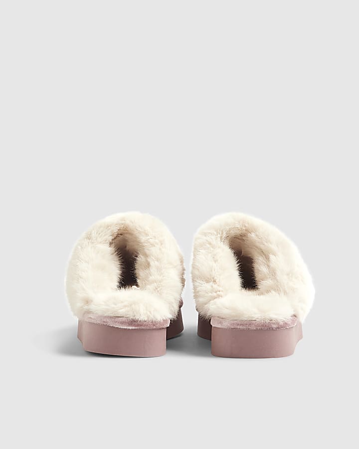 Pink Velvet Mule Embellished Slippers